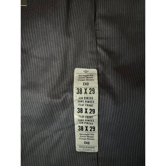 Dockers Men's Never-Iron Essential Navy blue Khaki Pants Straight Fit D2 Flat Fr - Picture 2 of 9